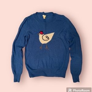 J.Crew Blue French Hen/chicken Sweater Sz M